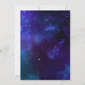 ネイビー空間。夜の星。モダンな結婚前お披露目パーティー 招待状 (裏面)