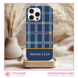 ネイビー窓ガラス格子窓モノグラム iPhone 15ケース