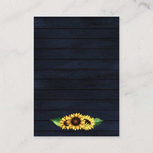 ネイビー納屋の木フローラひまわり結婚の素朴 エンクロージャーカード (裏面)