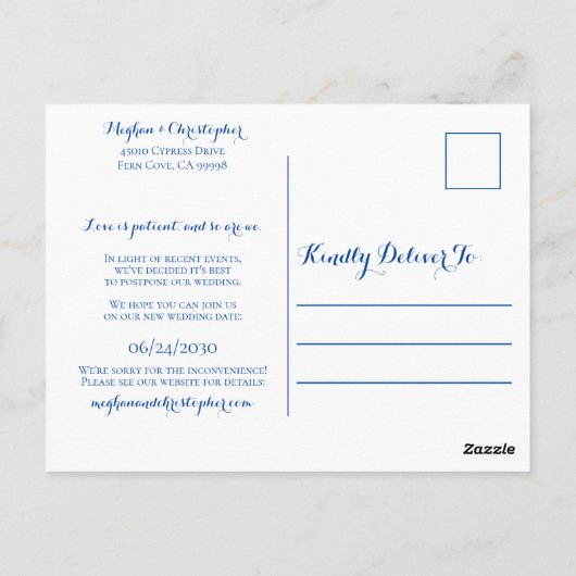 ネイビー素朴ウッドひまわり結婚の日付の変更 ポストカード (裏面)