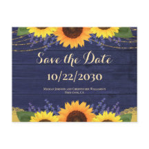 ネイビー素朴ウッドひまわり結婚式の日付を保存