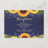 ネイビー素朴ウッドサンフラワーウェディングレセプション エンクロージャーカード (正面)