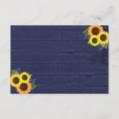 ネイビー素朴ウッドサンフラワーウェディングレセプション エンクロージャーカード (裏面)