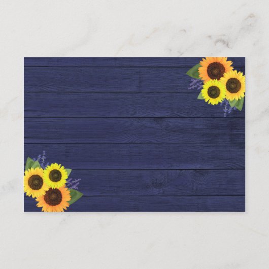 ネイビー素朴ウッドサンフラワーウェディングレセプション エンクロージャーカード (裏面)