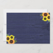 ネイビー素朴ウッドストリングライツヒマワリ結婚ズ セーブザデート (裏面)