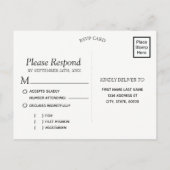 ネイビー素朴ウッドストリングライトRSVPミール インビテーションポストカード (裏面)