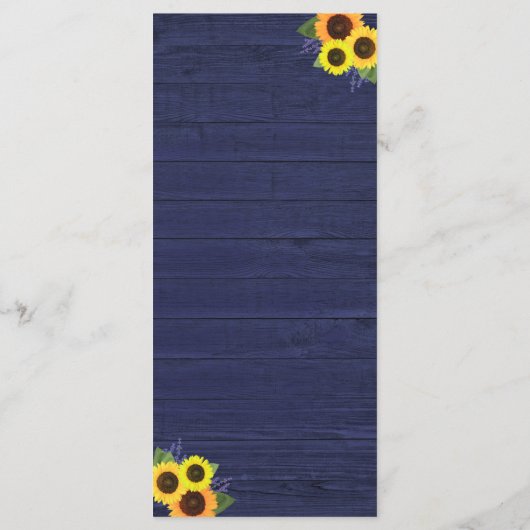 ネイビー素朴ウッドライトレースサンフラワー結婚ズ メニュー (裏面)