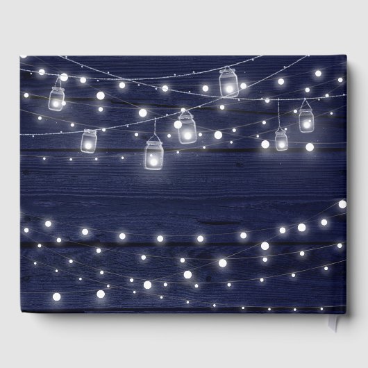 ネイビー素朴ウッド・メイソン・ジャース・ライツ結婚ズ ゲストブック (裏面)