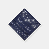 ネイビー素朴ウッド・メイソン・ジャース・ライツ結婚ズ スタンダードカクテルナプキン (角)