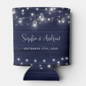 ネイビー素朴ウッド・メイソン・ジャース・ライツ結婚ズ 缶クーラー (裏面)