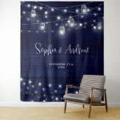 ネイビー素朴ウッド・メイソン・ジャース・ライト タペストリー (インサイチュ)