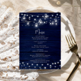 ネイビー素朴ウッド・メイソン・ジャース・ラ結婚イツ・メニュー メニュー