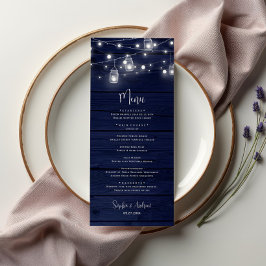 ネイビー素朴ウッドMason Jarsライトフラットメニュー メニュー