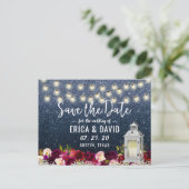 ネイビー素朴グリッター灯篭の花の保存日 案内ポストカード (スタンド正面)