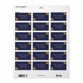 ネイビー素朴サンフラワーズフローラRSVP差出人住所 ラベル (フルシート)