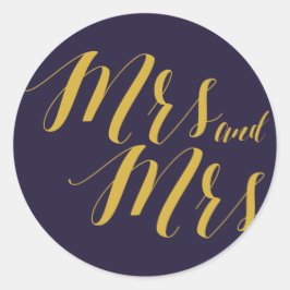 ネイビー素朴シックレ結婚ズラウンドステッカー ラウンドシール