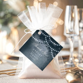 ネイビー素朴ツリーキャノピーライトウッドランド結婚ズ フェイバータグ