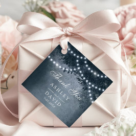 ネイビー素朴ツリーキャノピーライトウッドランド結婚ズ フェイバータグ