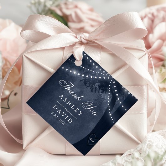 ネイビー素朴ツリーライト彫りイニシャル結婚ズ フェイバータグ