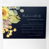 ネイビー素朴ヒマワユーカリフローラ結婚ズ 三つ折り招待状 (内部最初)