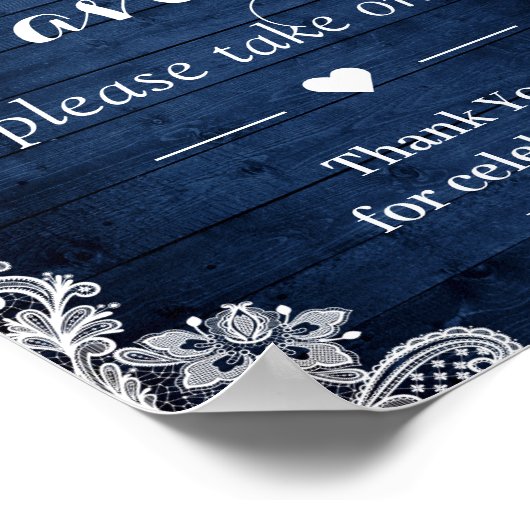 ネイビー素朴ヒマワリのストリングライト結婚式の引き出物 ポスター (角)