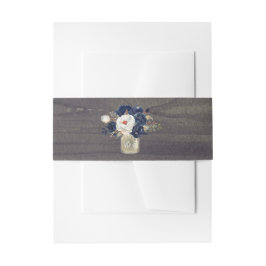 ネイビー素朴フローラメイスン 招待状ベリーバンド