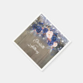 ネイビー素朴フローラ結婚ズ スタンダードカクテルナプキン (角)