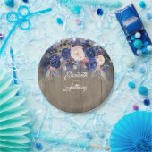 ネイビー素朴フローラ結婚ズ ペーパープレート (パーティー)