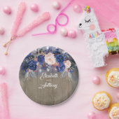 ネイビー素朴フローラ結婚ズ ペーパープレート (パーティー)