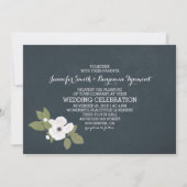 ネイビー素朴フローラ結婚式の招待 招待状 (裏面)