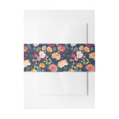 ネイビー素朴ブルゴーニュと赤面秋フローラ結婚ズ 招待状ベリーバンド (正面例)