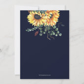 ネイビー素朴ブルゴーニュひまわり赤ちゃんシャワー 招待状 (裏面)