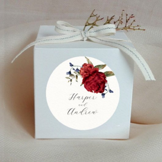 ネイビー素朴ブルゴーニュフローラ結婚式の引き出物 ラウンドシール