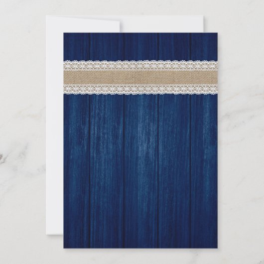 ネイビー素朴ブルーとヒマワリの結婚式招待状 招待状 (裏面)