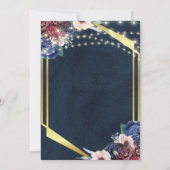 ネイビー素朴ブルーウッドストリングライトブライダルシャワー 招待状 (裏面)