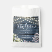 ネイビー素朴ブルーウッドストリングライト&レース結婚ズ フェイバーバッグ (正面)