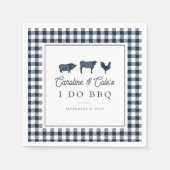 ネイビー素朴ブルーカントリー「I Do BBQ」結婚ズ スタンダードカクテルナプキン (正面)