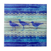 ネイビー素朴ブルーコースタルデコースタルサンピパーズ タイル (正面)