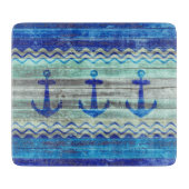 ネイビー素朴ブルーコースタルデコールいかり カッティングボード (正面)