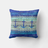 ネイビー素朴ブルーコースタルデコールいかり クッション (裏面)