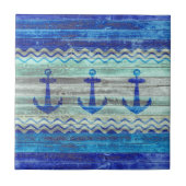 ネイビー素朴ブルーコースタルデコールいかり タイル (正面)