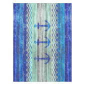 ネイビー素朴ブルーコースタルデコールいかり テーブルクロス (正面)