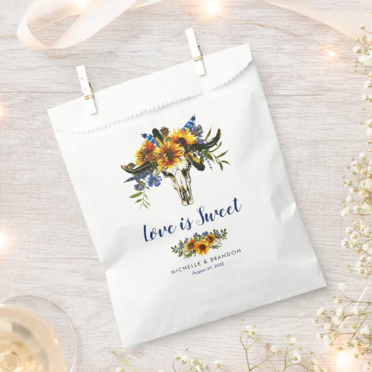 ネイビー素朴ブルーサンフラワーボホ結婚の甘さ フェイバーバッグ (クリップ留めされた状態)