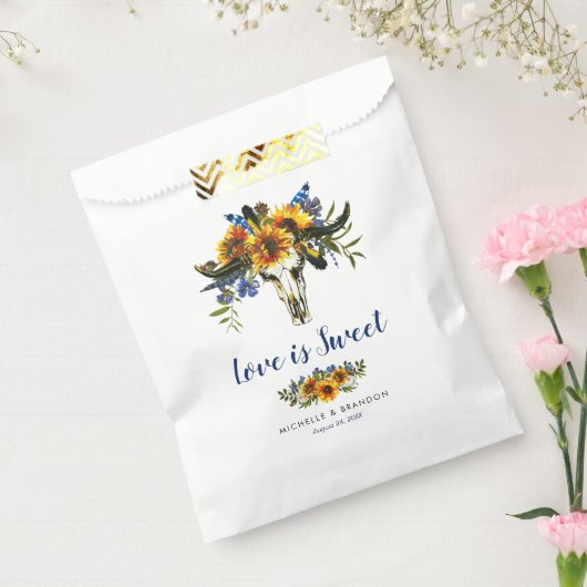 ネイビー素朴ブルーサンフラワーボホ結婚の甘さ フェイバーバッグ (封をした状態)