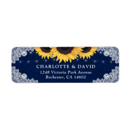 ネイビー素朴ブルーサンフラワー差出人住所ラベル ラベル