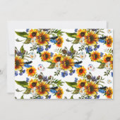 ネイビー素朴ブルーサンフラワー日付写真を保存 セーブザデート (裏面)