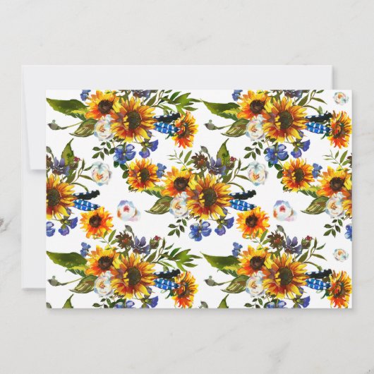 ネイビー素朴ブルーサンフラワー日付写真を保存 セーブザデート (裏面)