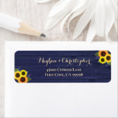 ネイビー素朴ブルーサンフラワー結婚ズ差出人住所 ラベル (インサイチュ)