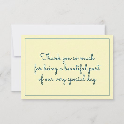 ネイビー素朴ブルーサンフラワー│デイジー結婚式の引き出物 サンキューカード (裏面)