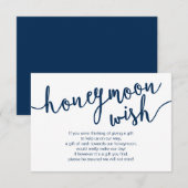 ネイビー素朴ブルースクリプト結婚のハネムーンの願い エンクロージャーカード (正面/裏面)
